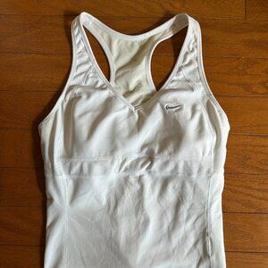 White, Nike, Dry Fit, Tank top with Built Bra, L